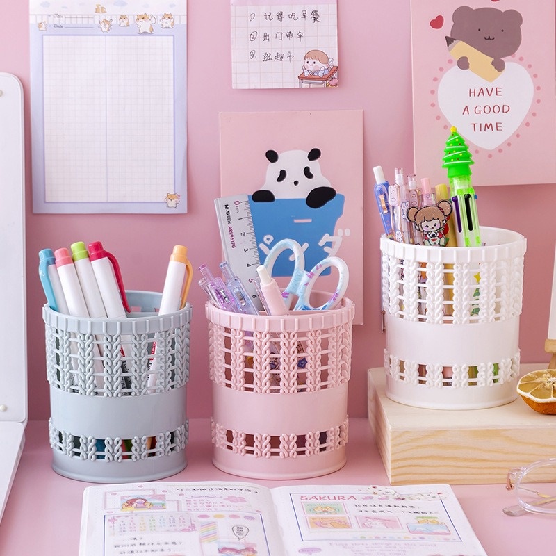 FYGALERY HL0275 Tempat Pulpen Pena Kotak Pensil Bulat Tempat Alat Tulis Tempat Penyimpanan Make Up Organizer Stationery Storage