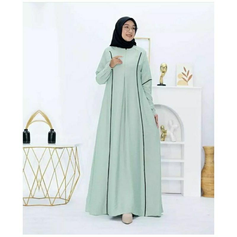 Baju Gamis Crinkle Woori Dress Maxy Gamis Remaja Kekinian Pakaian Muslim Wanita Ld114 CM Gamis Terbaru 2023 Lebaran Wanita