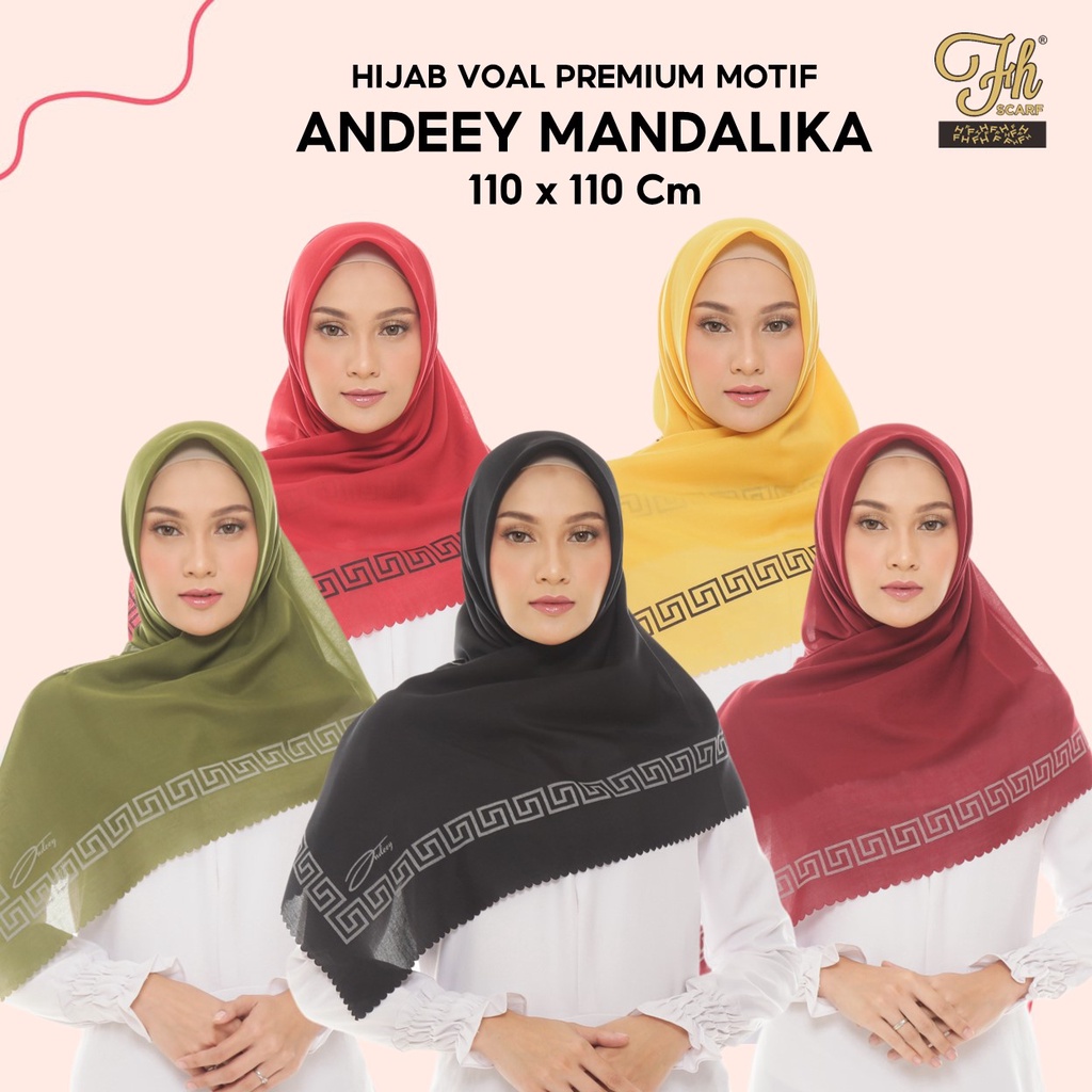 FH Scarf Jilbab Segi Empat Voal Motif Andeey Mandalika