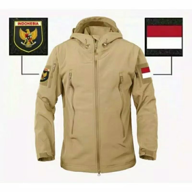 TAD Jaket Bravo Bahan Taslan Import Jacket Gunung Tad Waterproof - Jaket Garuda / Jaket Outdoor / Free logo Garuda + Bendera indonesia