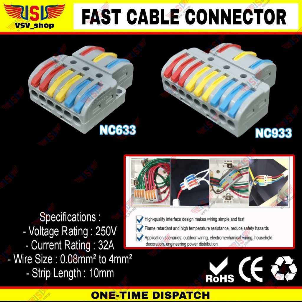 Terminal Konektor Kabel Sambung Cabang Quick Cable Connector 3to6