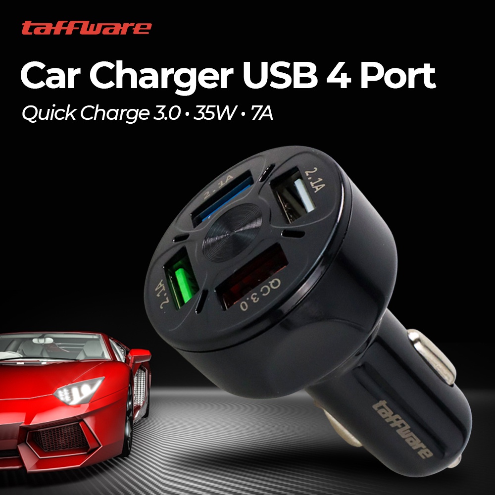 Car Charger Mobil USB 4 Port QC3.0 35W 7A - BK-358 - 7RRSE0BK Black