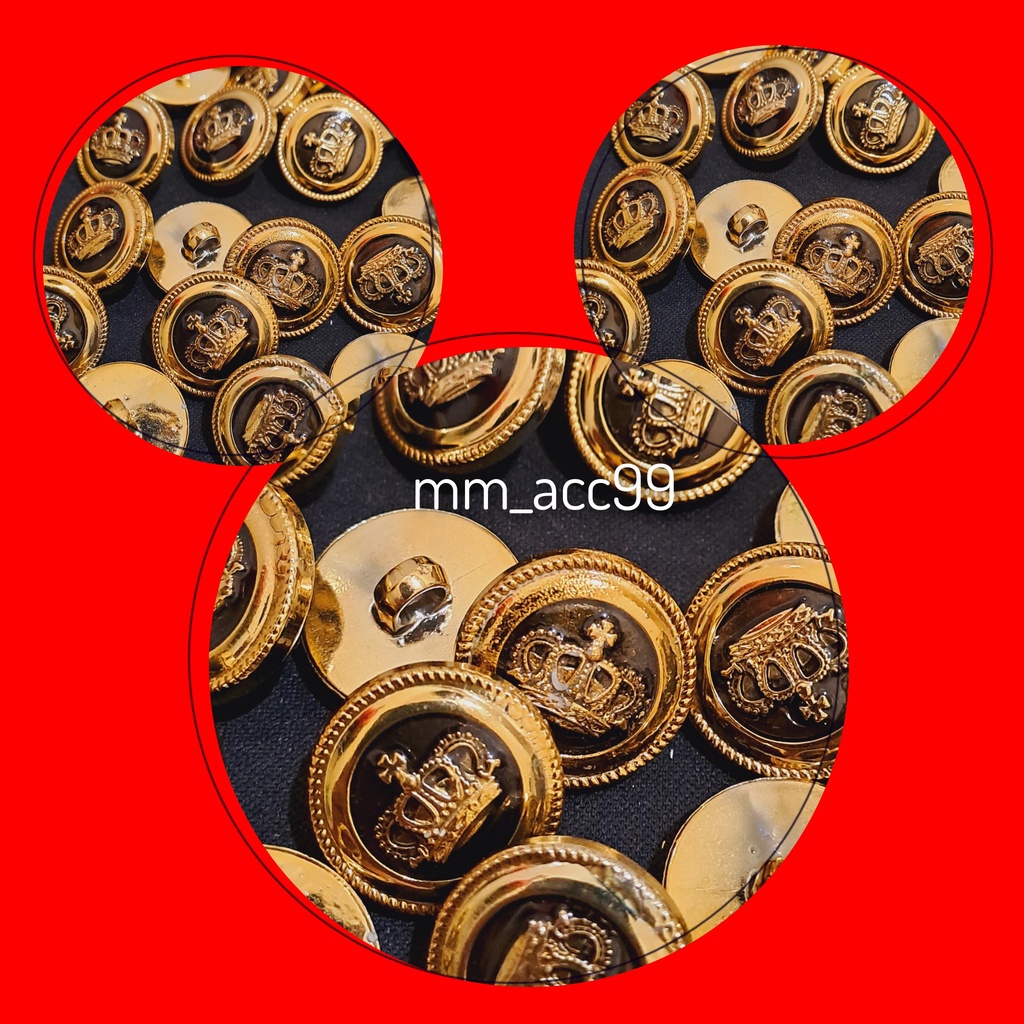 KANCING BAJU JAMUR GOLD MOTIF RAJA DIAMETER 2 CM ISI 12 PCS