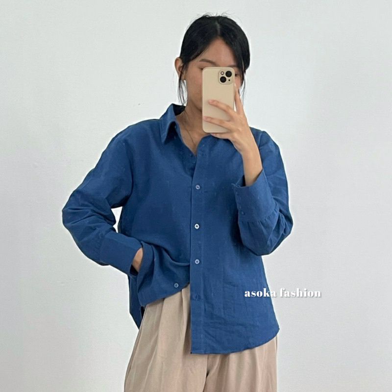 Liza Shirt 550 - Kemeja Linen Basic Shirt - Kemeja Wanita Kemeja Polos ASOKA FASHION SIVALI FACTORY 