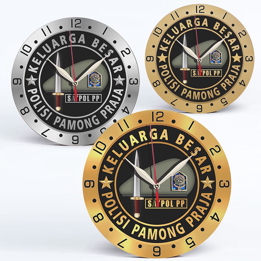 Jam Dinding Unik Keluarga Besar Polisi Pamong Praja (POL PP) - Kayu Karakter D30cm (Special Edition)