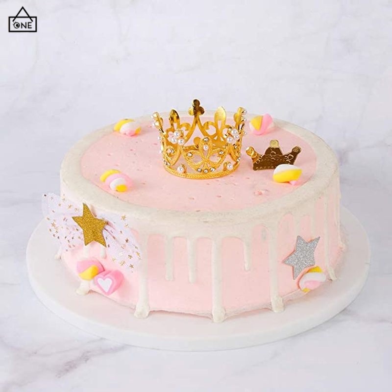 COD❤️1PCS Mini Mahkota Mutiara Kue Ulang Tahun Dekorasi Anak Hiasan Ornamen-A.one