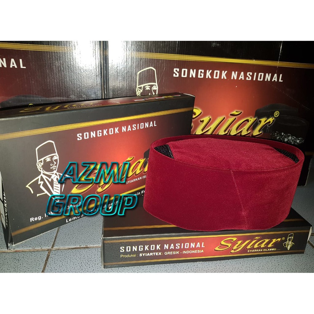 Grosir Songkok Syiar Merah Ac Full AC / Songkok Dewasa Bahan Bludru Peugeon Tinggi 8, 9, 10 Cm