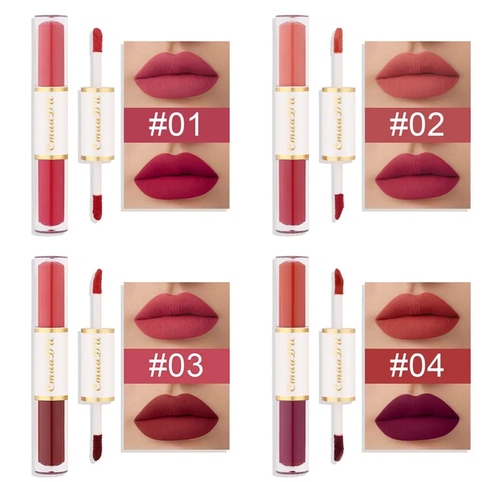 LIPSTIK IMPORT 2IN1 CMAADU TWO COLORS LIQUID LIPSTICK TAHAN LAMA