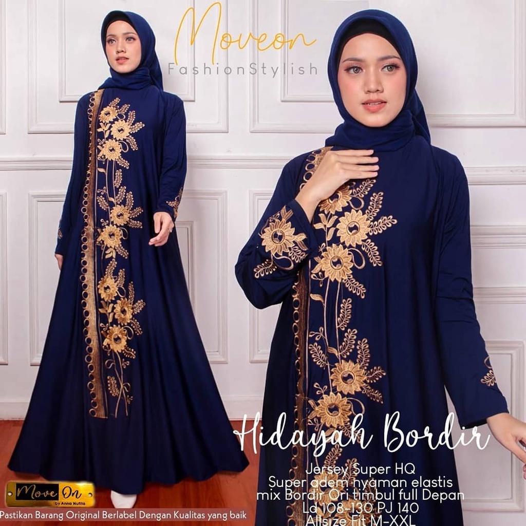 Hidayah Bordir Maxy Jamela Maxi Gamis Arabian Abaya Muslimah Remaja Dress Kondangan Jersey Premium J