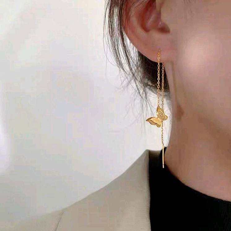 Anting Titanium Kupu Kupu Jurai Panjang Lapis Emas 18k gold1630