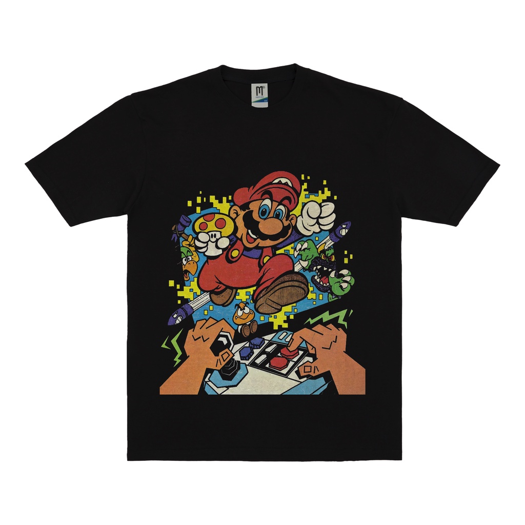KAOS SUPER MARIO VINTAGE | T-SHIRT SUPER MARIO | SUPER MARIO HITAM