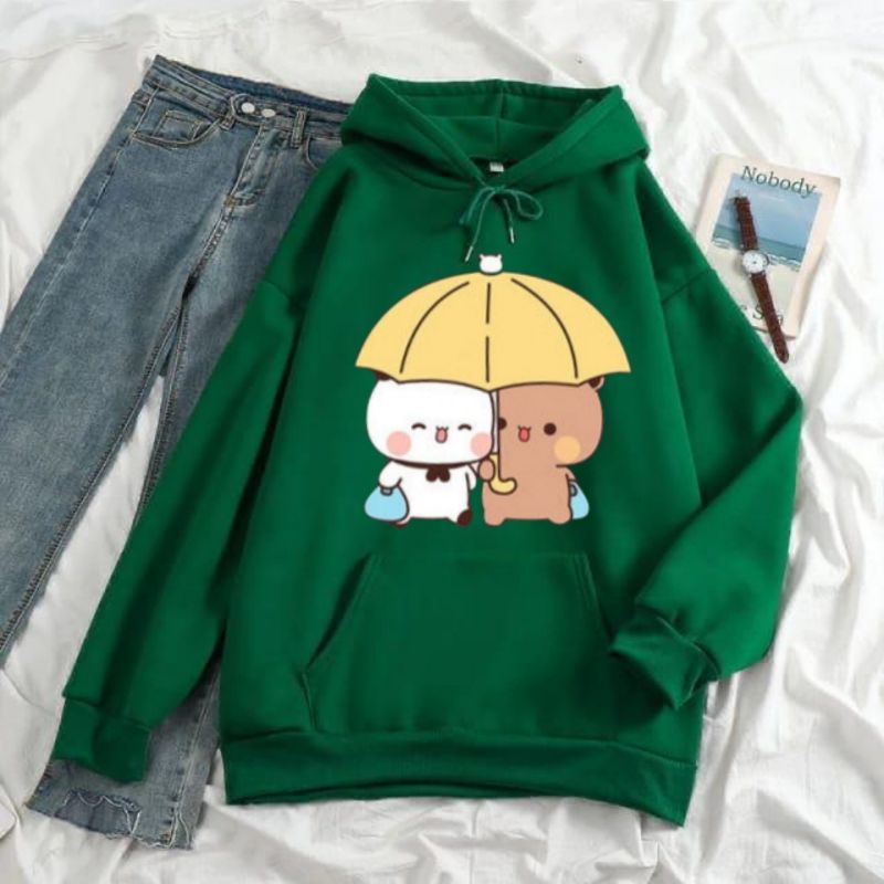 DUA PAYUNG _ Sweater Hoodie Anak Perempuan Mint | Jaket Anak Cewek Lucu (Sablon DTF)