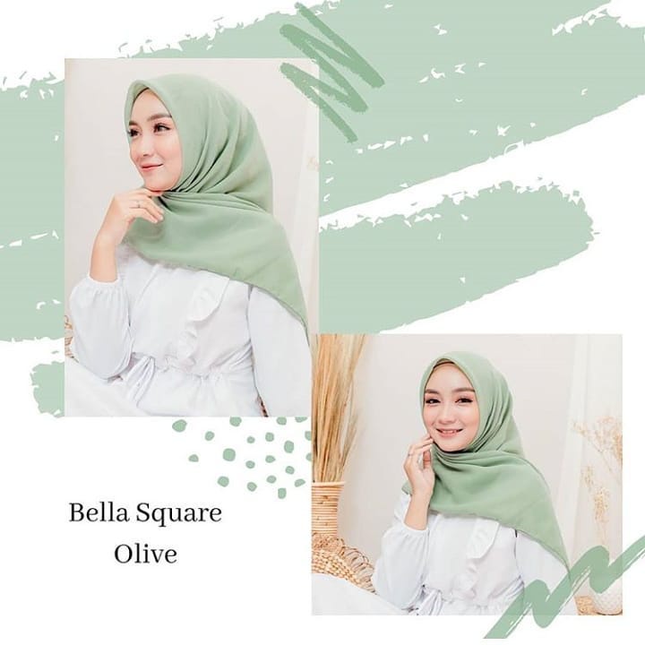 Hijab Bella Square Premium Anti Letoy - Kerudung Segiempat Bella Square polycotton 115 X115 Jahit Neci Rapih Full Varian Warna Lengkap