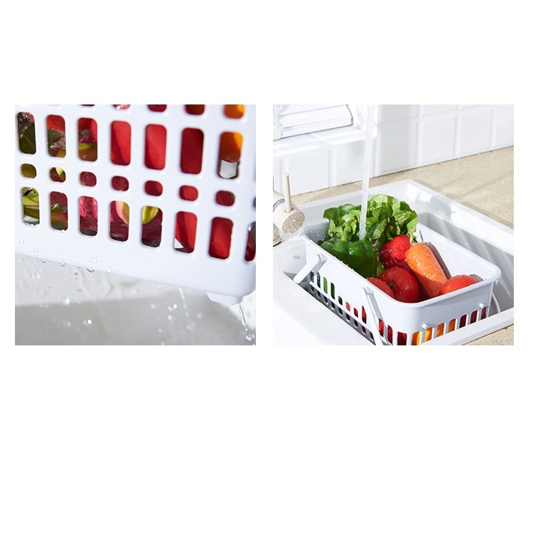 FYGALERY HL0348 Keranjang Plastik Serbaguna Dengan Pegangan Keranjang Penyimpanan Buah Sayur Tempat Sabun Mandi Box Storage Basket With Handles Multifungsi