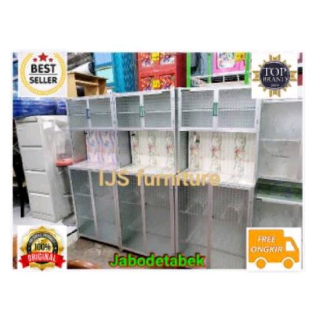 Terlaris Rak Piring Mini 2 Pintu Kaca Polos Bawah Plat
