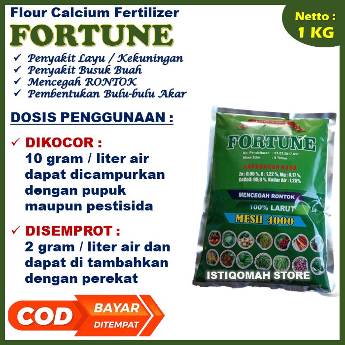 Pupuk Kalsium untuk Layu Fusarium Tanaman Tomat Paling Ampuh FORTUNE 1KG Obat Layu Daun Tanaman Tomat - Pupuk Anti Rontok Bunga dan Buah Tomat - Pupuk Busuk Buah Tomat yang Bagus Buah Tomat Lebat dan Besar