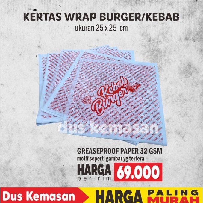 

KERTAS BURGER, KERTAS KEBAB, KERTAS WRAP 25x25 CM MOTIF