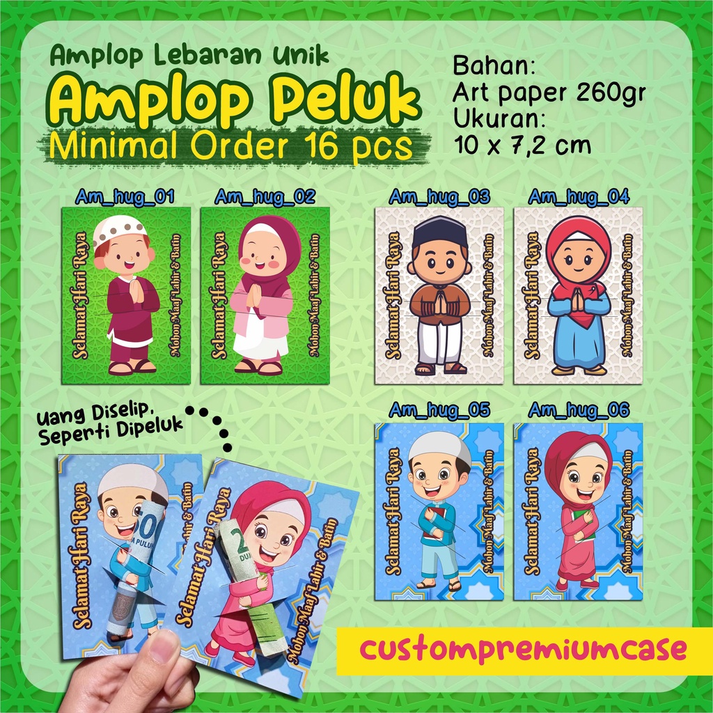 

AMPLOP / ANGPAO / ENVELOPE UANG THR / LEBARAN / IDUL FITRI - Desain Unik - Amplop Peluk - [Minimal Order 16pcs]