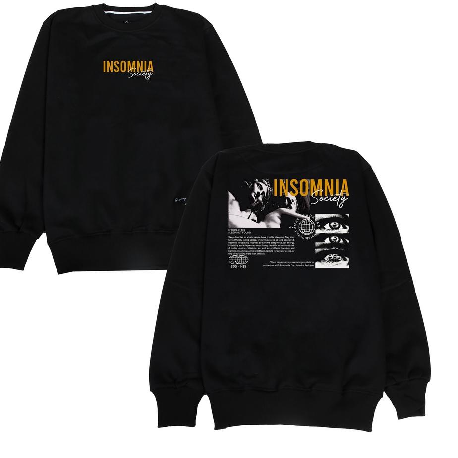 Terbagus.. Sprose Sweatshirt Crewneck Sweater Pria Insomnia Society Hitam