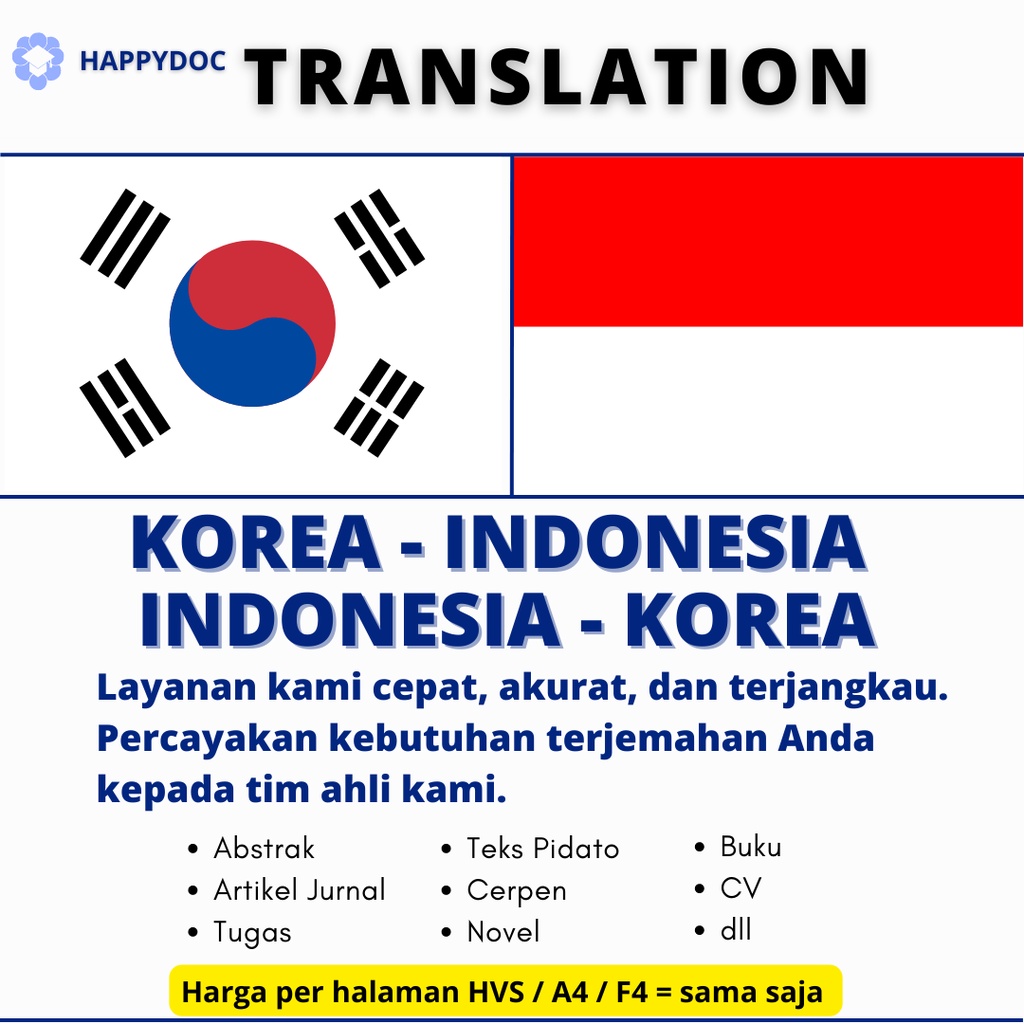 Jasa Terjemahan (Jasa Translate) Bahasa Korea - Indonesia dan sebaliknya