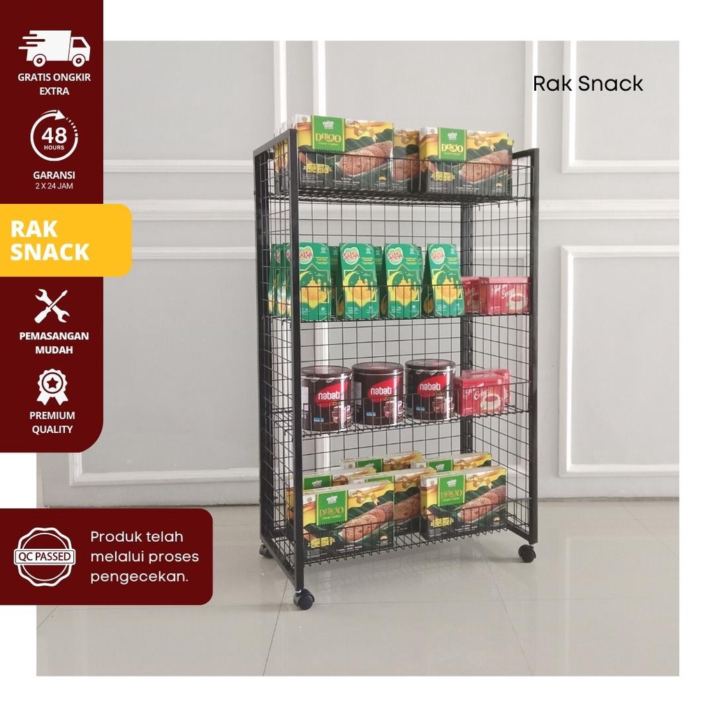 Jual RAK SNACK - (include roda) keranjang chiki , display toko , rak