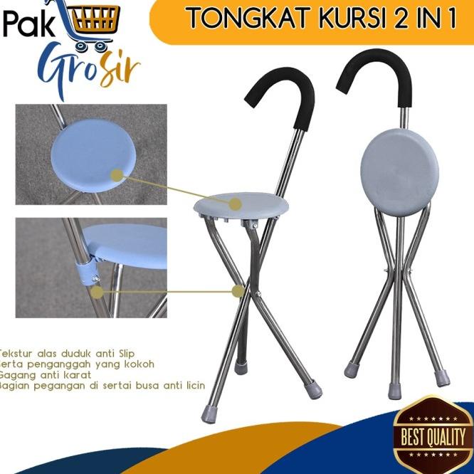 Tongkat Kursi Duduk Kaki 3 Alat Bantu Jalan Lansia Murah Berkualitas