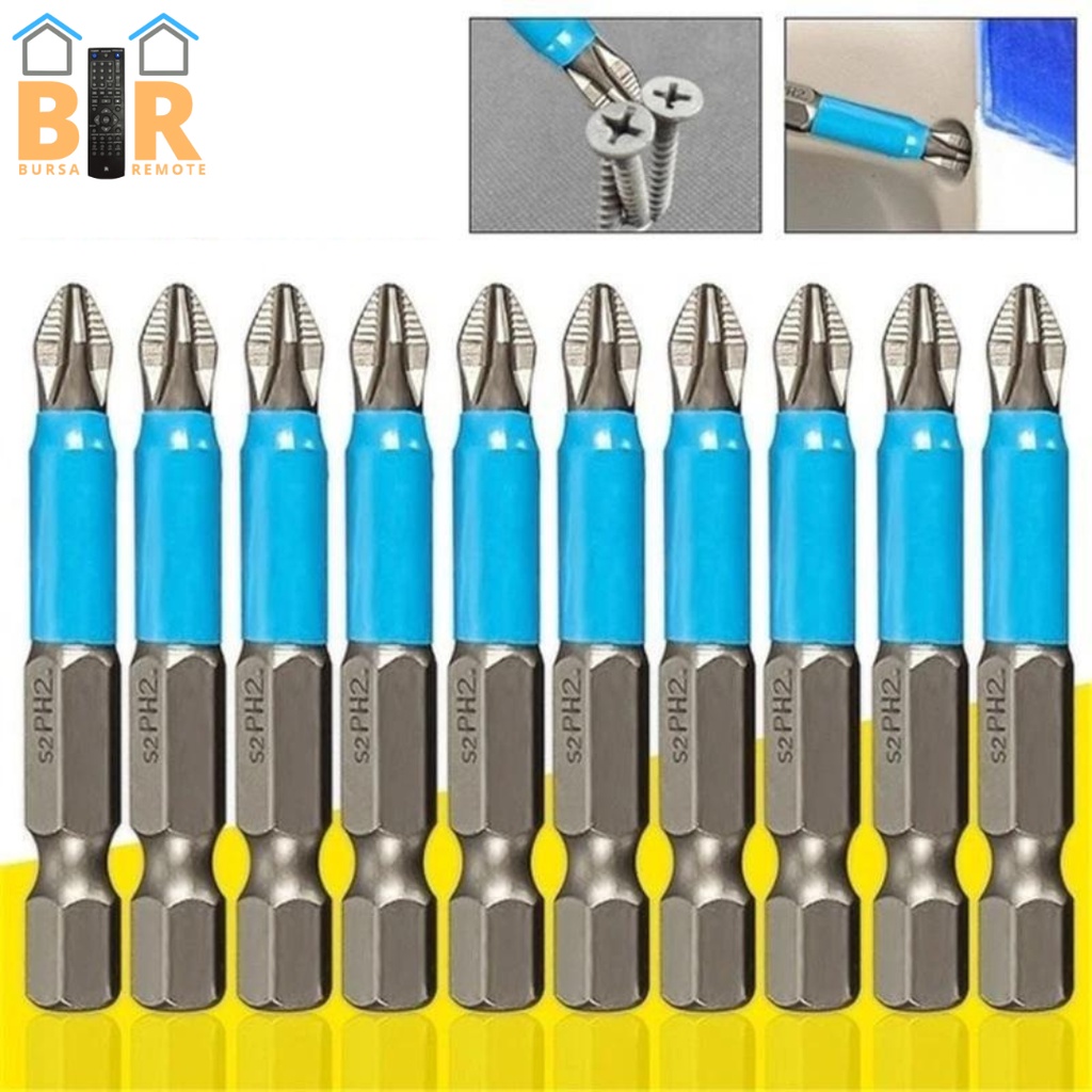 Mata Obeng Hex Shank Magnetic 1/4 PH1 PH2 Screwdriver Drill Bit 50MM-70MM Non Slip Magnet