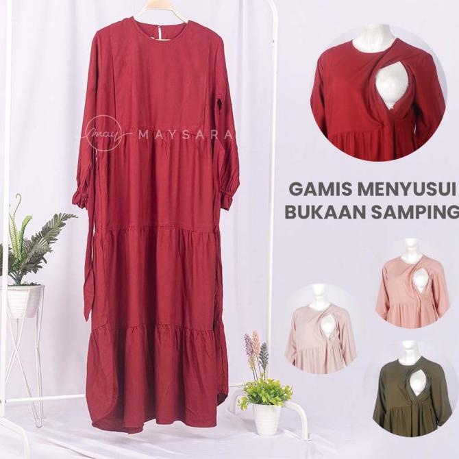 Gamis Dress Baju Menyusui Bukaan Samping Katun Rayon Twill Muslim