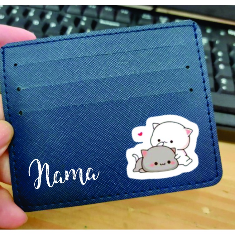 DOMPET KARTU / CARD WALLET DESIGN KUCING GEMOY FREE TULIS NAMA