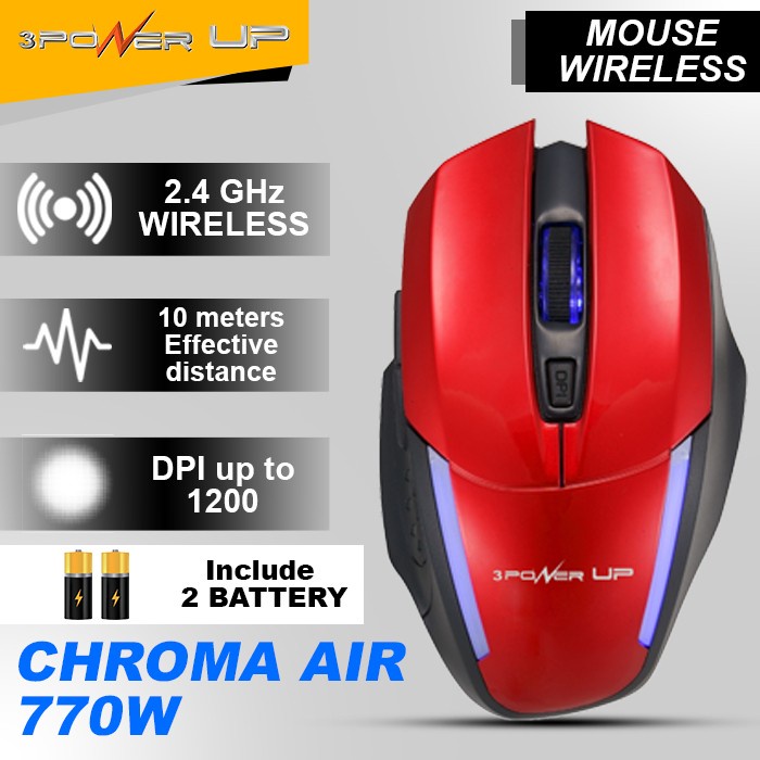 Mouse Wireless Silent 3 Power Up Chroma 770W Nano USB 2.4 GHz 1200 DPI
