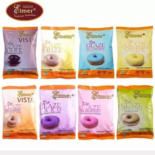 

ELMER DIP GLAZE 200 GR Sachet - Topping Selai Donat Roti Eimer - Dark Choco Coklat White Milk Susu Strawberry Stroberi Blueberry Cappuccino Kapucino Green Tea Teh Hijau Taro Cheese Keju Avocado Alpukat Red Velvet Pandan Tiramisu