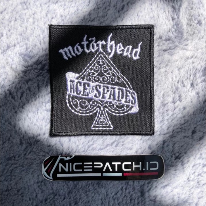 Patch Band Motorhead Ace Of Spades logo Black White Hitam Putih Emblem Bordir Jahit Keren Mantap Goo