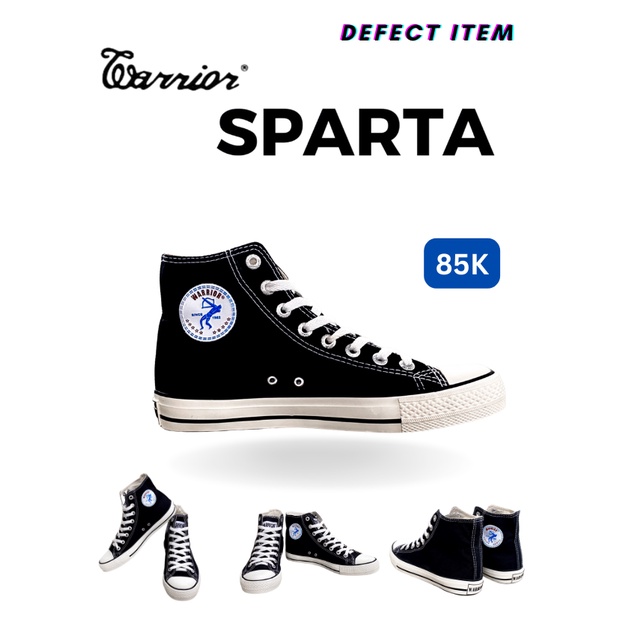 Warrior Sparta Hitam Putih HC - Sepatu Sekolah Warrior Tinggi