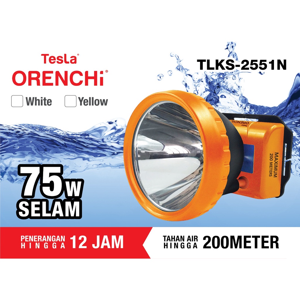 Senter Kepala Super Led 75w 75 Watt Nyelam Tesla ORENCHI TLKS 2551