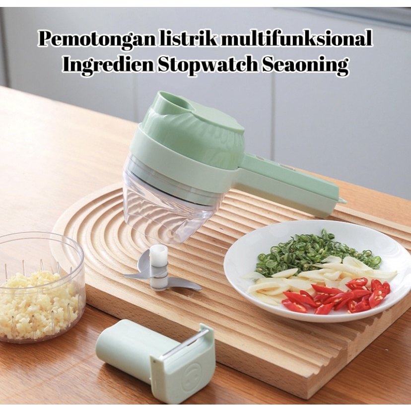 PROMO FOOD CHOPPER ELECTRIC 4 IN 1 / BLENDER PORTABLE PENGGILING BUMBU BAWANG PEMOTONG SAYUR ELEKTRIK / PEMOTONG SAYUR PRAKTIS