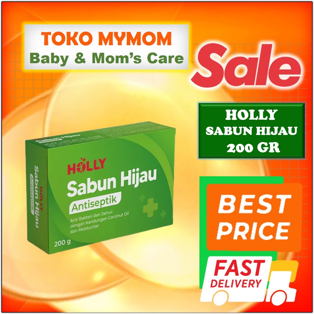 [BPOM] Holly Sabun Antiseptik Box Isi 200gr BOX / Holy / Holi / Sabun Anti Bakteri / Anti Jamur / Sabun Hijau / MYMOM
