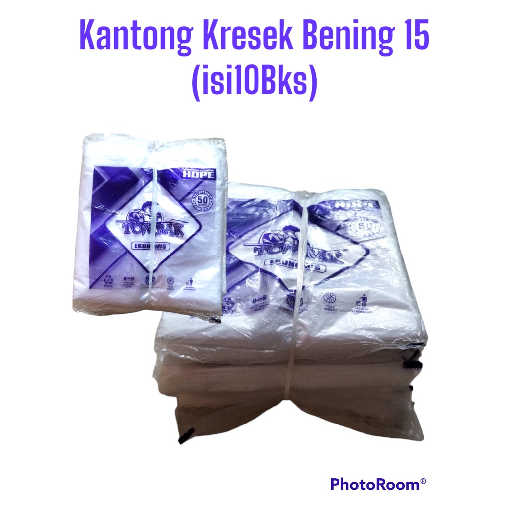 Kantong Plastik Kresek 15 isi 10bks, Plastik Kresek 15 Putih/Bening, Kantong Kresek Kecil, Plastik A