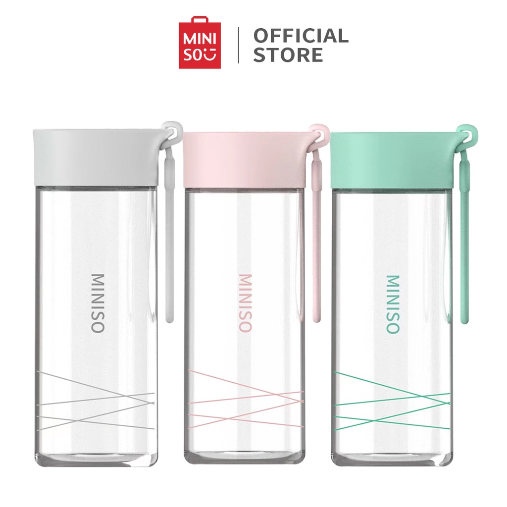 MINISO - Botol Minum Kaca 300ml Botol Air Minum Kecil BPA Free Kaca Botol Air Panas Botol Olahraga