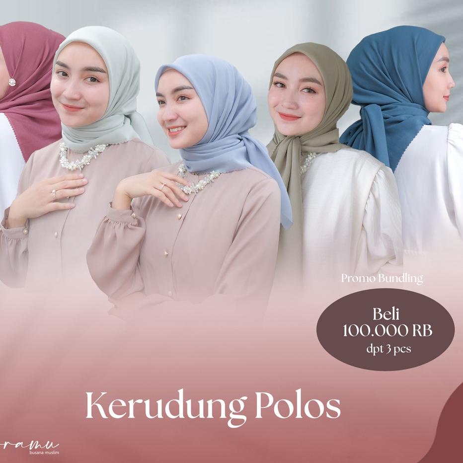 ◙ HARRAMU Kerudung Segiempat Polos isi 3 Special Bundling Collection - Jilbab Voal Paris Premium Hij