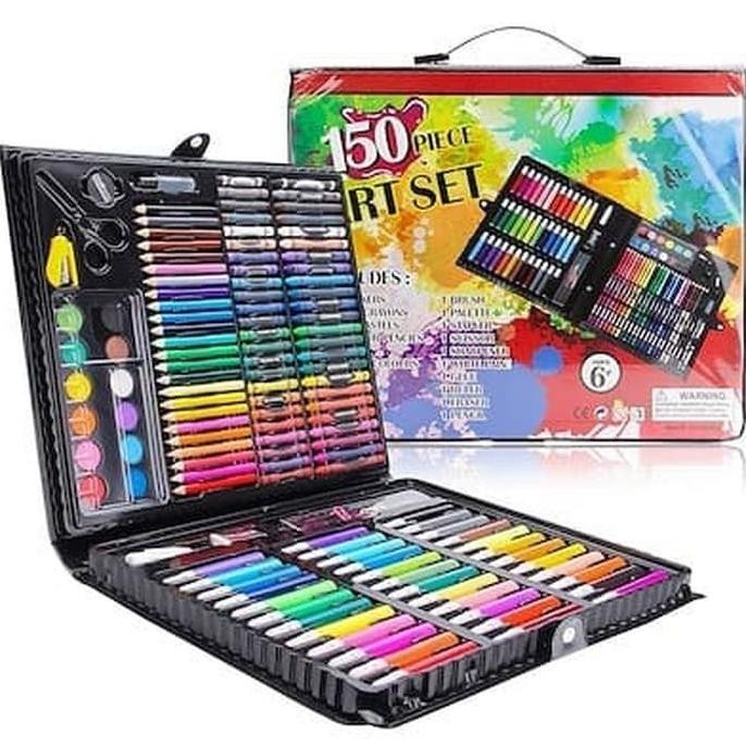 Krayon Anak Set Koper 150 in 1 Crayon Mewarnai dan Melukis Lengkap dengan Cat Air / Crayon Pensil Wa