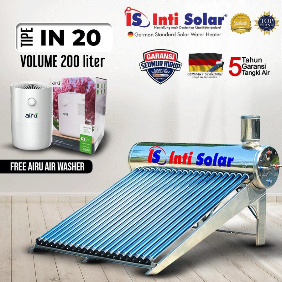 Jual Water Heater Pemanas Air Tenaga Surya Inti Solar In Liter Stainless Steel Original