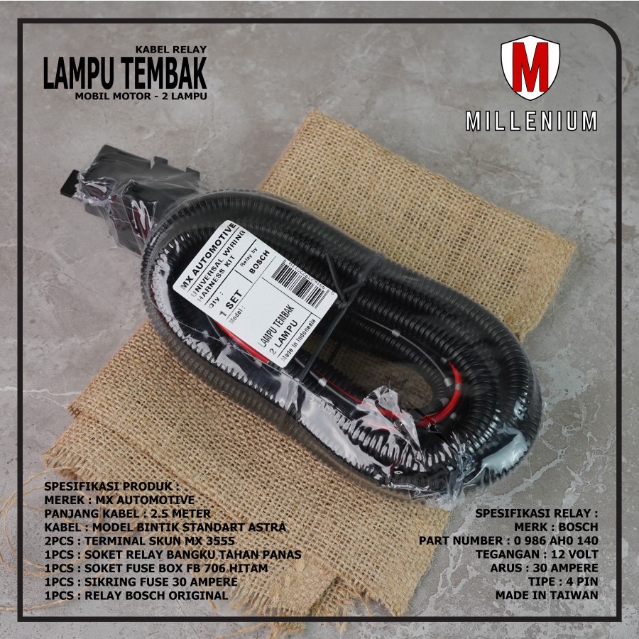 KABEL RELAY SET LAMPU FOGLAMP LAMPU TEMBAK MOBIL 2 LAMPU + RELAY BOSCH