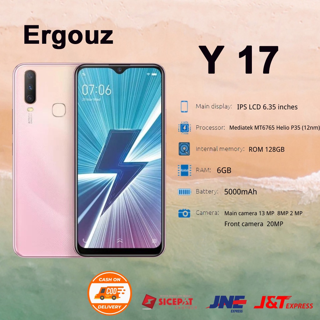 Hp V1VO Y17 Y12 ram 6 128GB 6.35inch HD layar full 5000mAh Handphone murah Berkualitas original hp b