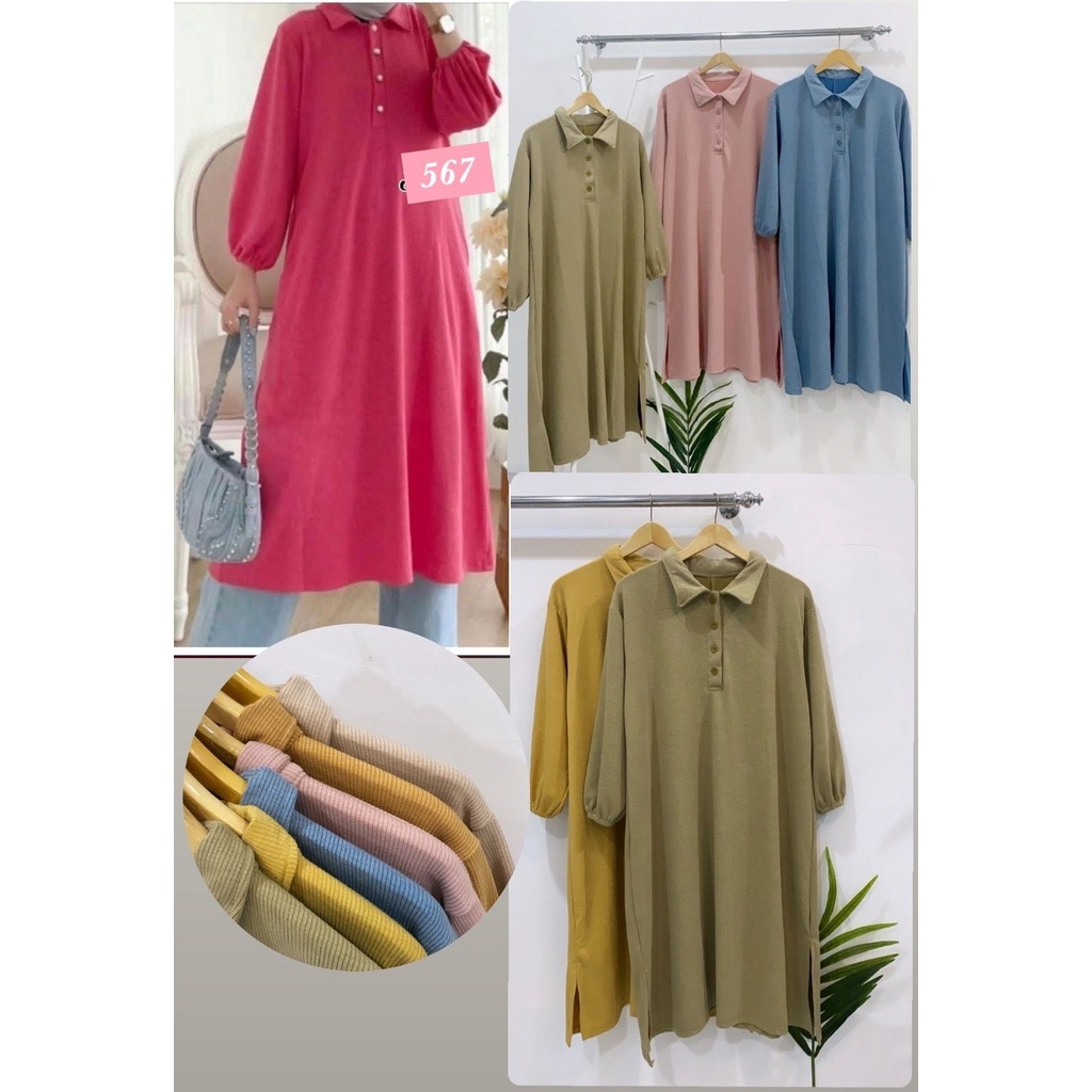 TUNIK RAJUT KUYIFEI 567 OVERSIZE MIDI DRESS RAJUT KERAH BUSUI VIRAL