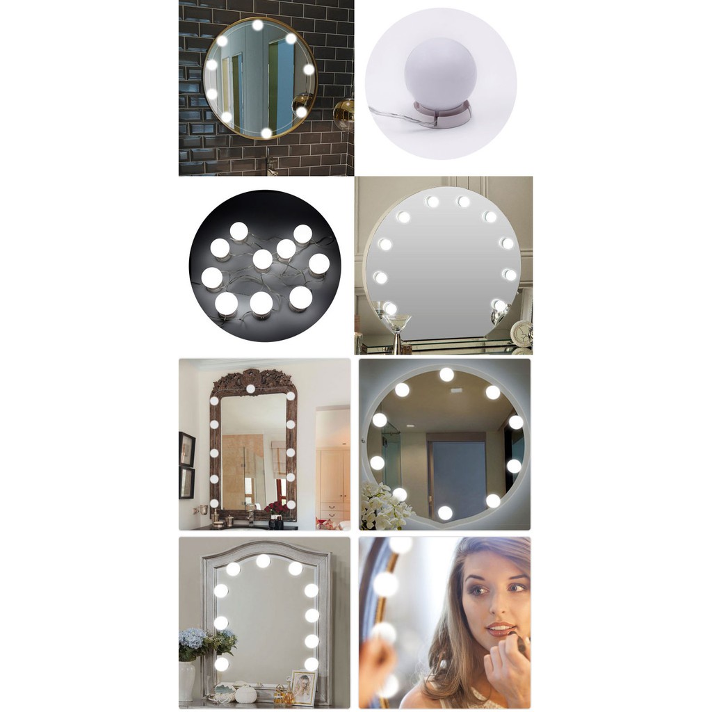 FYGALERY HL0075 Lampu LED Meja Rias Isi 10 Lampu Kaca 3 Warna Vanity Mirror Light