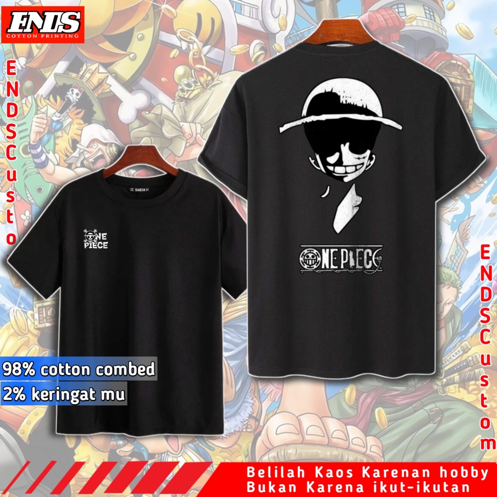 Kaos Distro Oversize Pria Wanita Anime One Piece Luffy Original Uniqlo Bahan Katun Combed 24S - KOP0