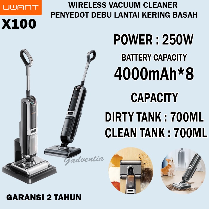 Uwant X100 Vacuum Vakum Cleaner Cordless Wireless Wet Dry Multifungsi Mesin Penyedot Penghisap Debu 