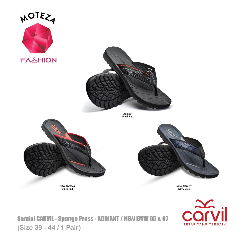 Moteza Sandal Jepit Carvil Pria / Sendal Cowok Sponge Press Casual Original - ADDIANT // NEW EMW 05 &amp;07