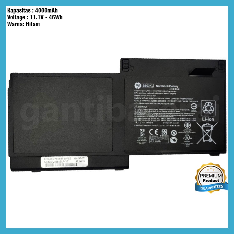 Baterai Laptop HP SB03XL EliteBook 820 G1 HSTNN-LB4T SB03046XL