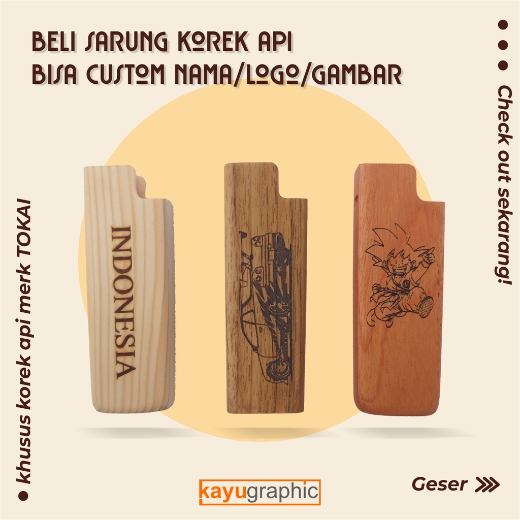 Jual Tempat korek tokai kayu custom nama /wadah korek tokai/sarung